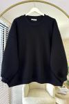 Bisiklet Yaka Oversize Sweatshirt Siyah