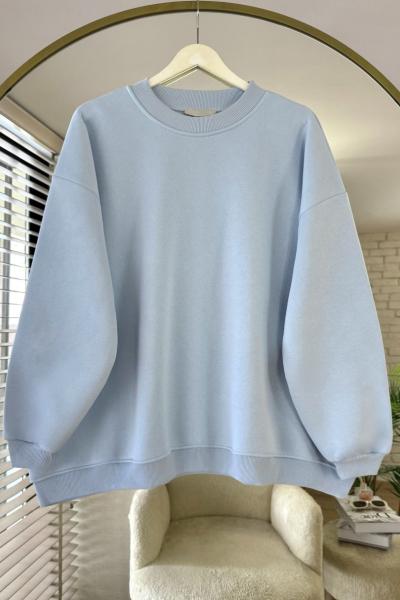 Bisiklet Yaka Oversize Sweatshirt Bebe Mavisi