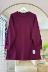 Kolları Düğme Detaylı Çımalı Tunik Bordo