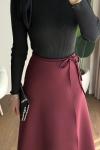 Bağlamalı Scuba Etek Bordo