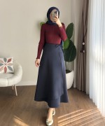 Bağlamalı Scuba Etek Lacivert