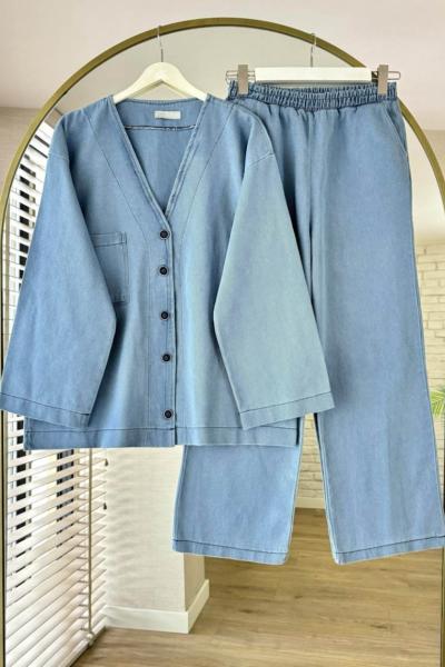 Cep Detaylı Kot Takım Kot Mavisi