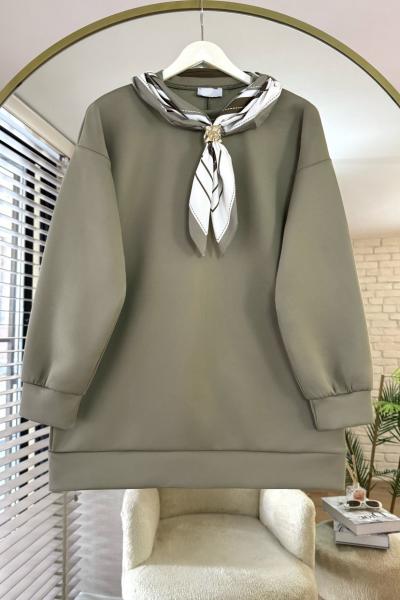 Fularlı Scuba Tunik Yeşil