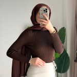 Dik Yaka Fırfırlı Body Acı Kahve