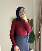 Dik Yaka Fırfırlı Body Bordo