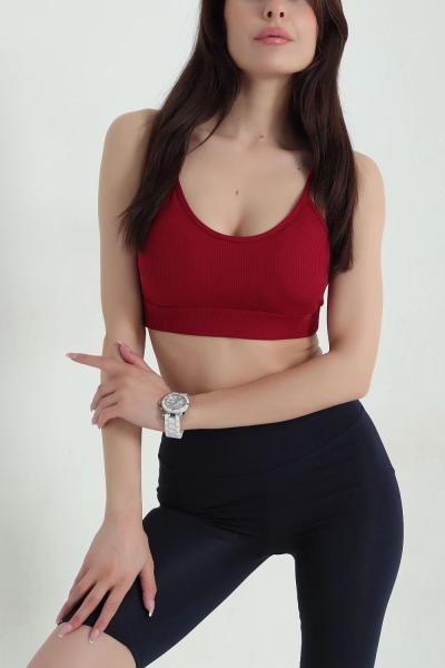 İp Askılı Fitilli Fleto Büstiyer Bordo