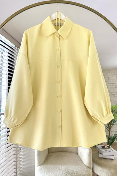 Robalı Gabardin Gömlek Sarı