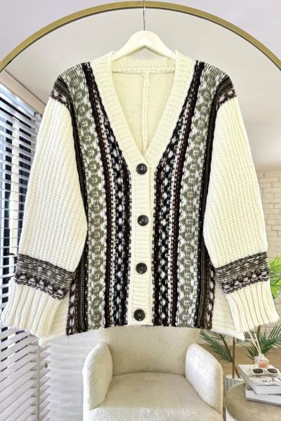 Valeria Oversize Hırka Krem