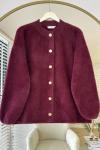 Çıt Çıt Düğmeli Ceket Bordo