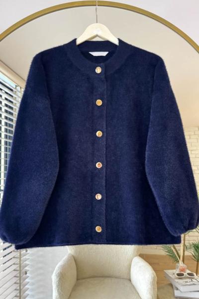 Çıt Çıt Düğmeli Ceket Lacivert