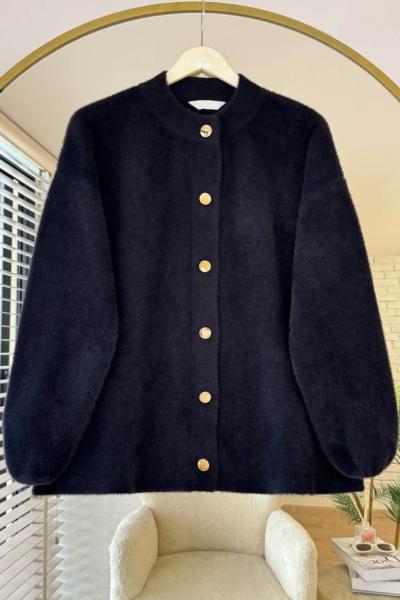 Çıt Çıt Düğmeli Ceket Siyah