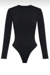 Bisiklet Yaka Zıbınlı Body Siyah