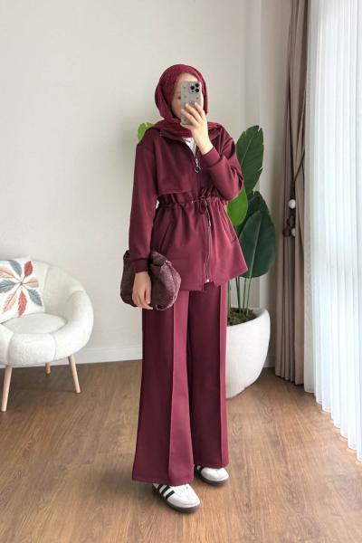 Leila Scuba Takım Bordo