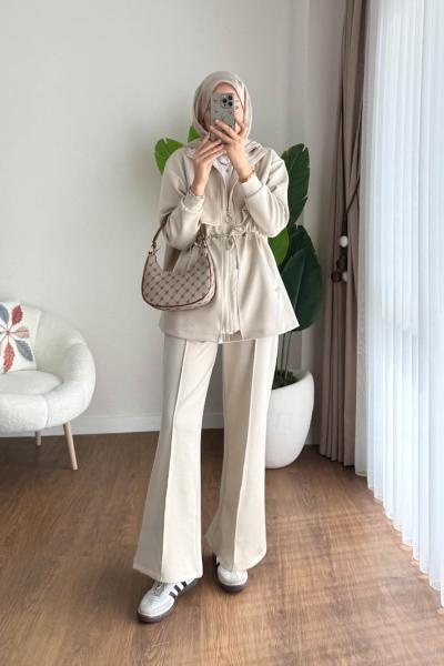 Leila Scuba Takım Bej