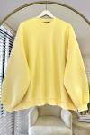Oversize Üç İplik Sweathirt Sarı