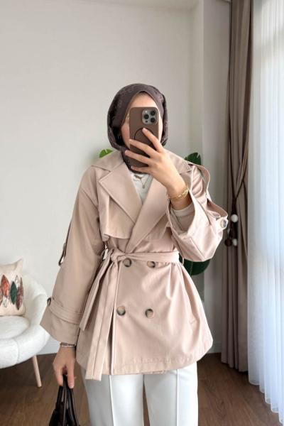 Apoletli Bondit Trençkot Bej