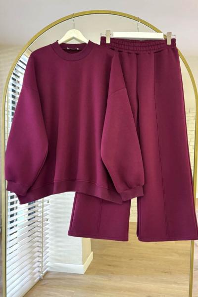 Üç İplik Salaş Takım Bordo