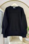 Önü Yırtmaçlı Parçalı Sweatshirt Siyah