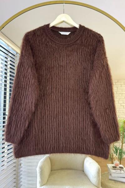 Oversize Sakallı Kazak Acı Kahve