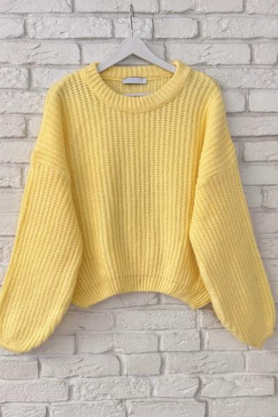 Selanik Örgü Yumoş Kazak Sarı