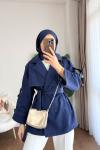 Apoletli Bondit Trençkot Lacivert