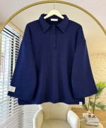 Polo Yaka Armalı Sweatshirt Lacivert