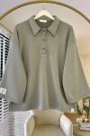 Polo Yaka Armalı Sweatshirt Yeşil
