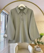 Polo Yaka Armalı Sweatshirt Yeşil