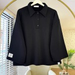 Polo Yaka Armalı Sweatshirt Siyah