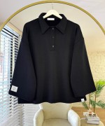 Polo Yaka Armalı Sweatshirt Siyah