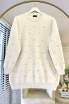 Angora Taşlı Tunik Krem