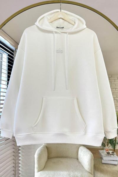 Alo Baskılı Sweatshirt Beyaz