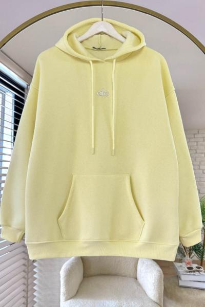 Alo Baskılı Sweatshirt Sarı