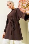 Duble Kol Selanik Tunik Koyu Kahverengi
