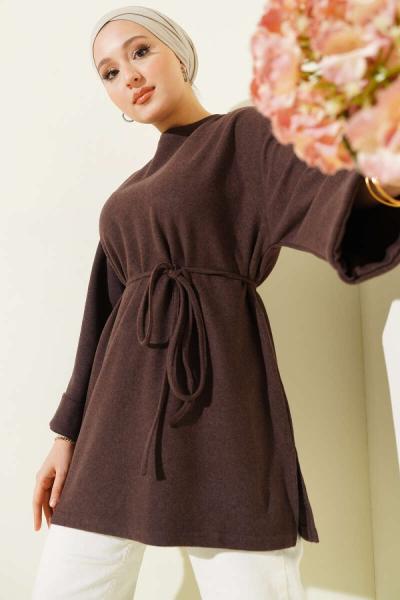 Duble Kol Selanik Tunik Koyu Kahverengi
