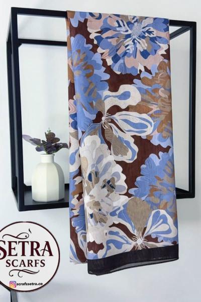 Hanzade Şal Kahverengi mavi