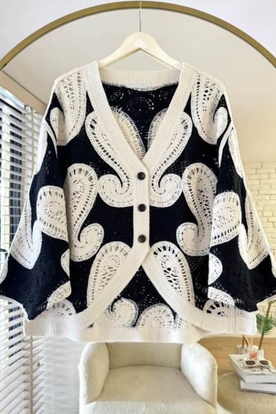 Yarasa Kol Süzene Hırka Siyah