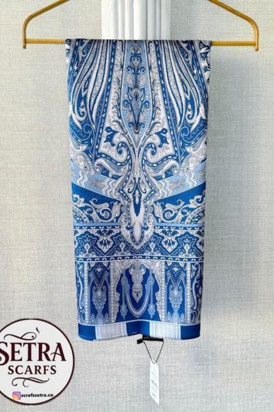 Etnik Desenli Janjan Şal Mavi