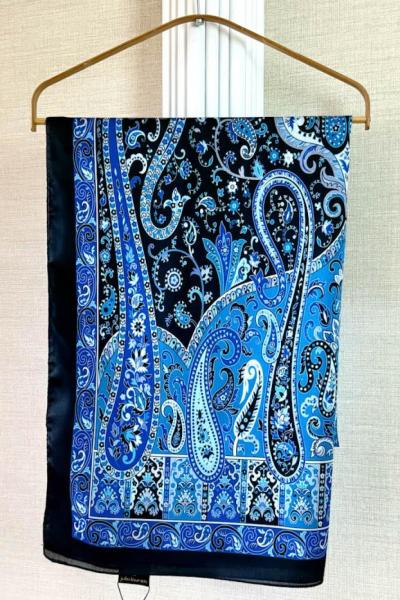 Etnik Desenli Janjan Şal (A) Siyah mavi