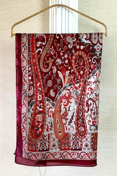 Etnik Desenli Janjan Şal (A) Bordo Bej