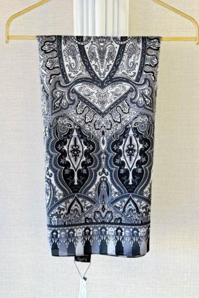 Etnik Desenli Janjan Şal (B) Siyah Gri