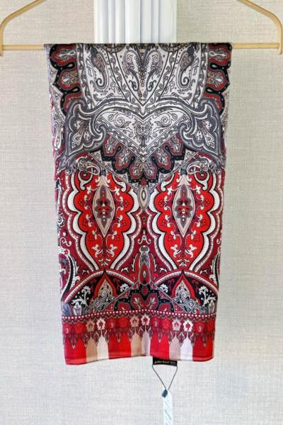 Etnik Desenli Janjan Şal (B) Kırmızı