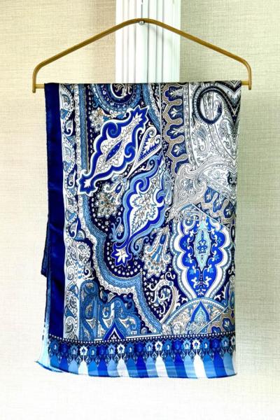 Etnik Desenli Janjan Şal (B) Lacivert-Mavi