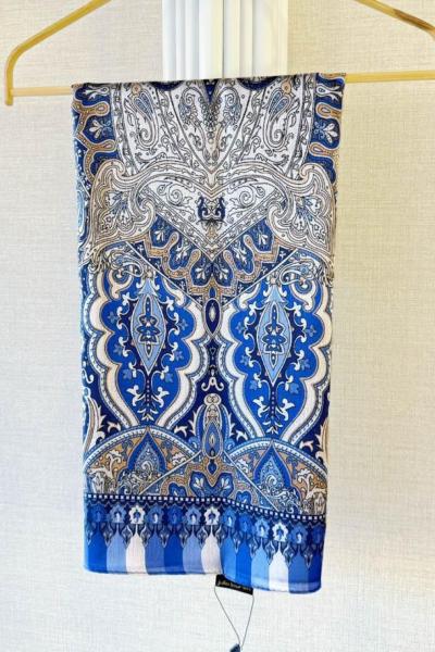 Etnik Desenli Janjan Şal (B) Lacivert-Mavi