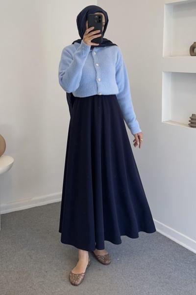 Poliviskon Kloş Etek Lacivert
