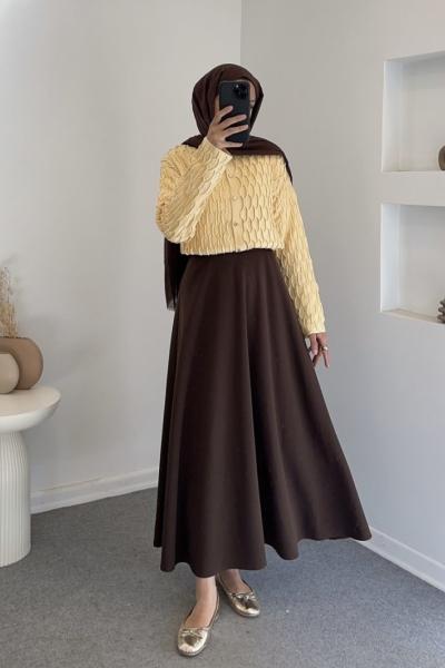 Poliviskon Kloş Etek Kahverengi