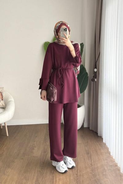 Juan Kolu Bağcıklı Takım Bordo