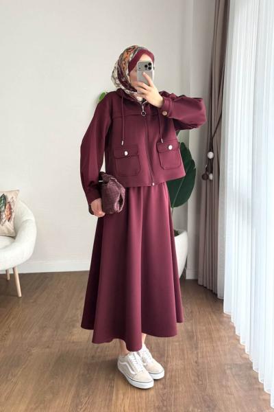 Ruby Etekli Takım Bordo