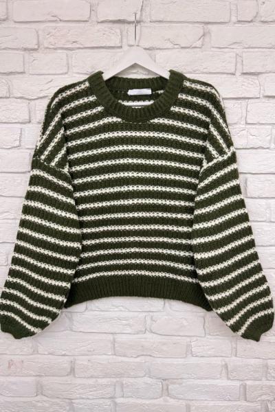 Çizgili Purble Kazak Haki