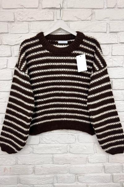 Çizgili Purble Kazak Kahverengi